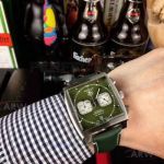 Perfect Replica Tag Heuer Monaco Chronograph Green Face 44 MM Leather Strap Quartz Watch